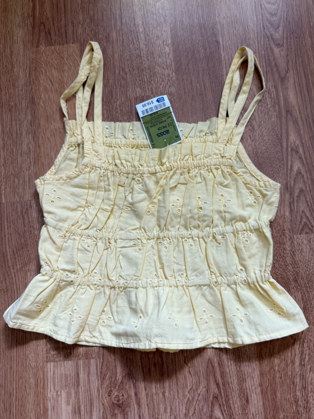 Yellow Eyelet Ruffle Tank Top - Picture 2 of 3